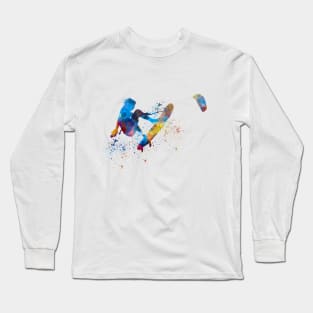 Young man surfer in watercolor Long Sleeve T-Shirt